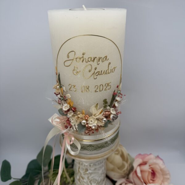 Hochzeitskerze "Blättertraum" pastellverliebt