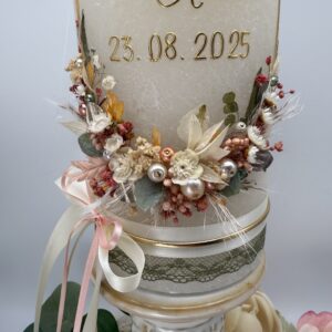 Hochzeitskerze "Blättertraum" pastellverliebt – Bild 3