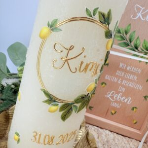 Taufkerze "Happy Lemon" – Bild 2