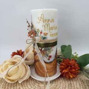 Taufkerze "Timeless Amber Bloom"