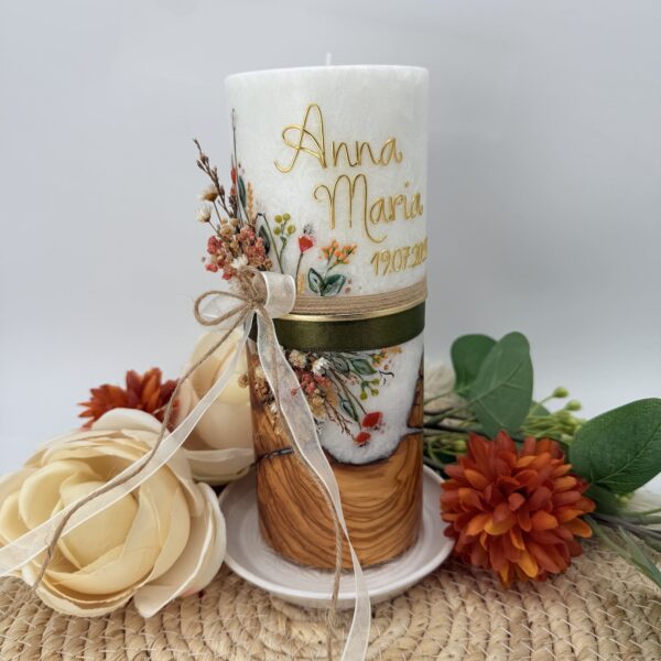 Taufkerze "Timeless Amber Bloom"