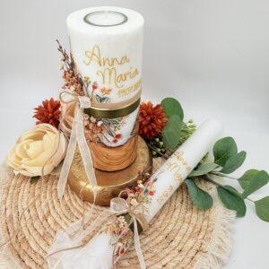 Taufkerze "Timeless Amber Bloom" – Bild 3