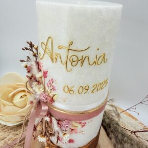 Taufkerze "Timeless Rosy Bloom" – Bild 2