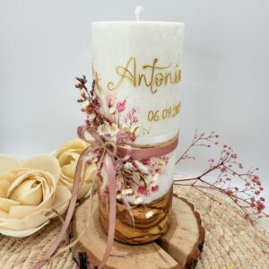 Taufkerze "Timeless Rosy Bloom" – Bild 3