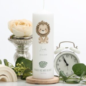 Taufkerze "Löwe" Vergiss nie wer du bist