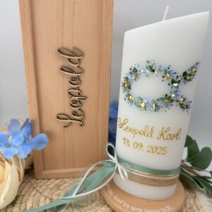 Taufkerze "Green Fish" blau & grün