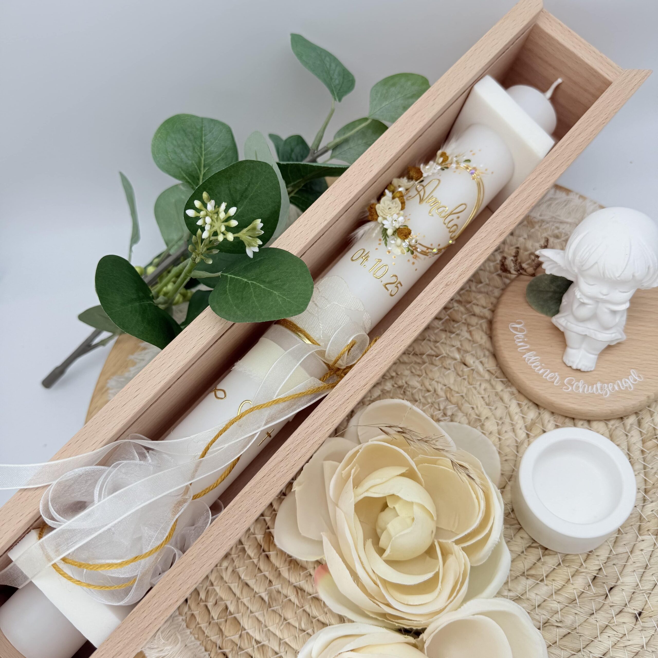Tauf- oder Kommunionskerze "Timeless Amber Bloom" – Bild 7