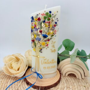 Taufkerze "Lebensbaum" Trockenblumen buntverliebt