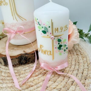 Gastgeschenke "Kreuz mit Blättern" rosa und grün