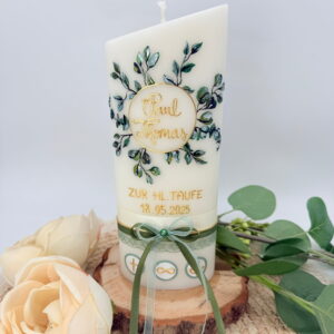 Taufkerze "Lebenskreis" Eukalyptus