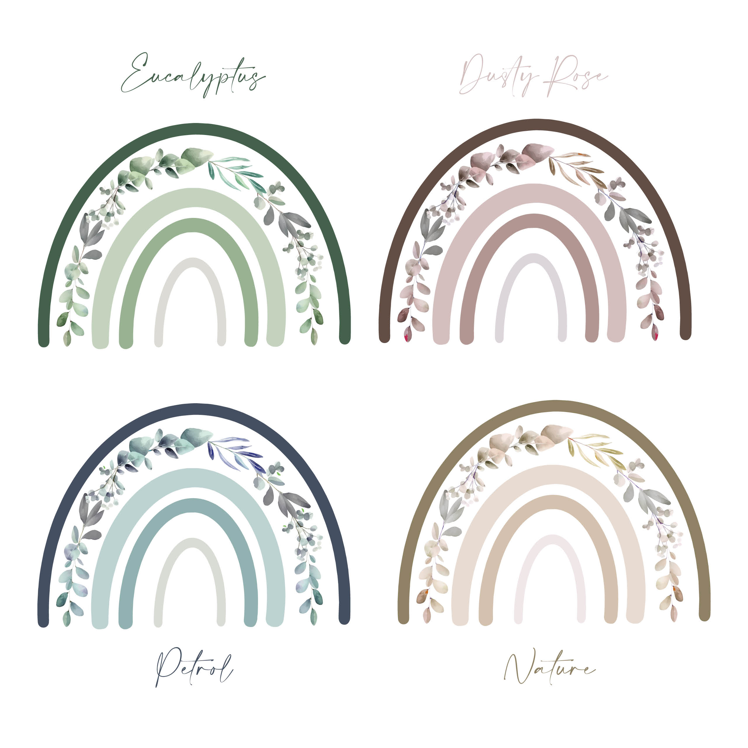 Taufkerze "Regenbogen" Eucalyptuskranz verschiedene Farbvarianten