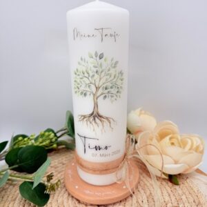 Taufkerze "Lebensbaum" in verschiedenen Farben