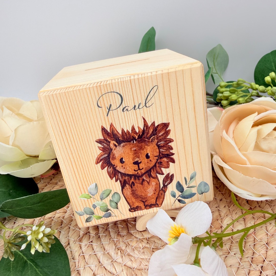 Sparbüchse Holz mit Wunschdesign