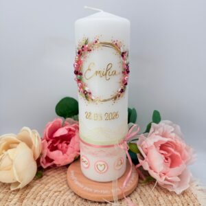 Taufkerze "Flowerloop" frühlingsrosa