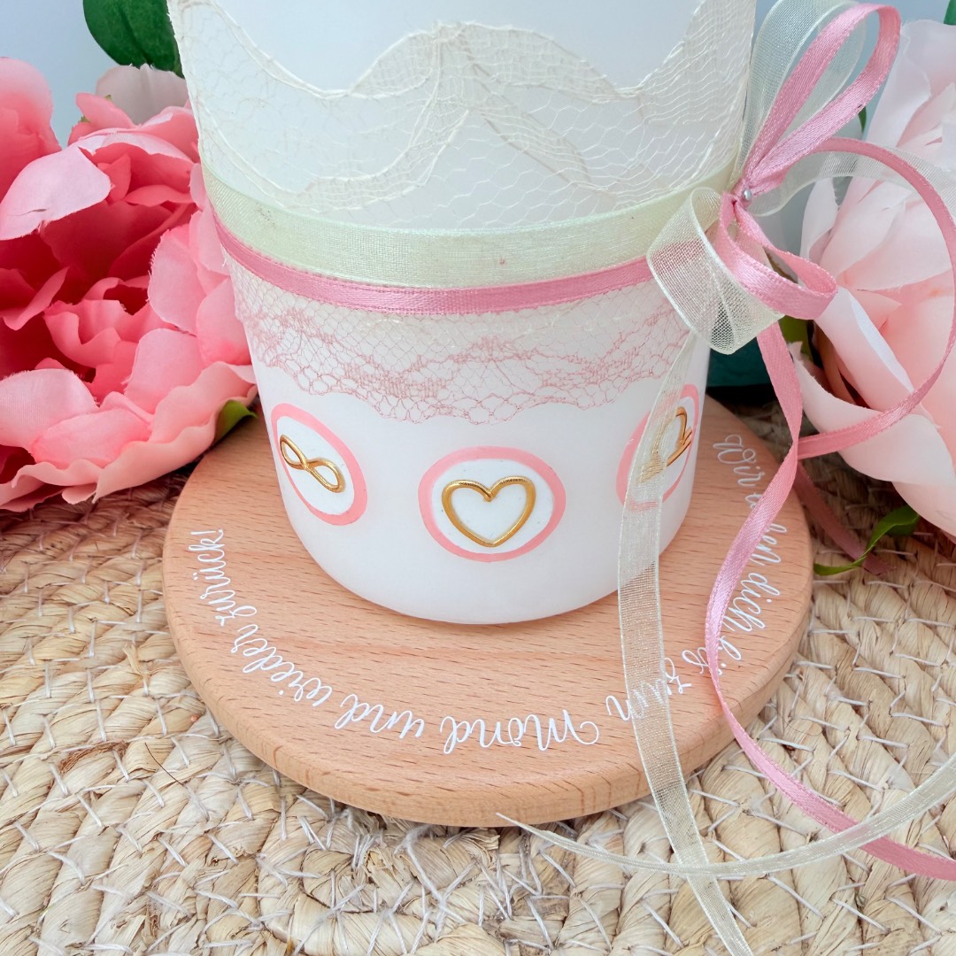 Taufkerze "Flowerloop" frühlingsrosa – Bild 3