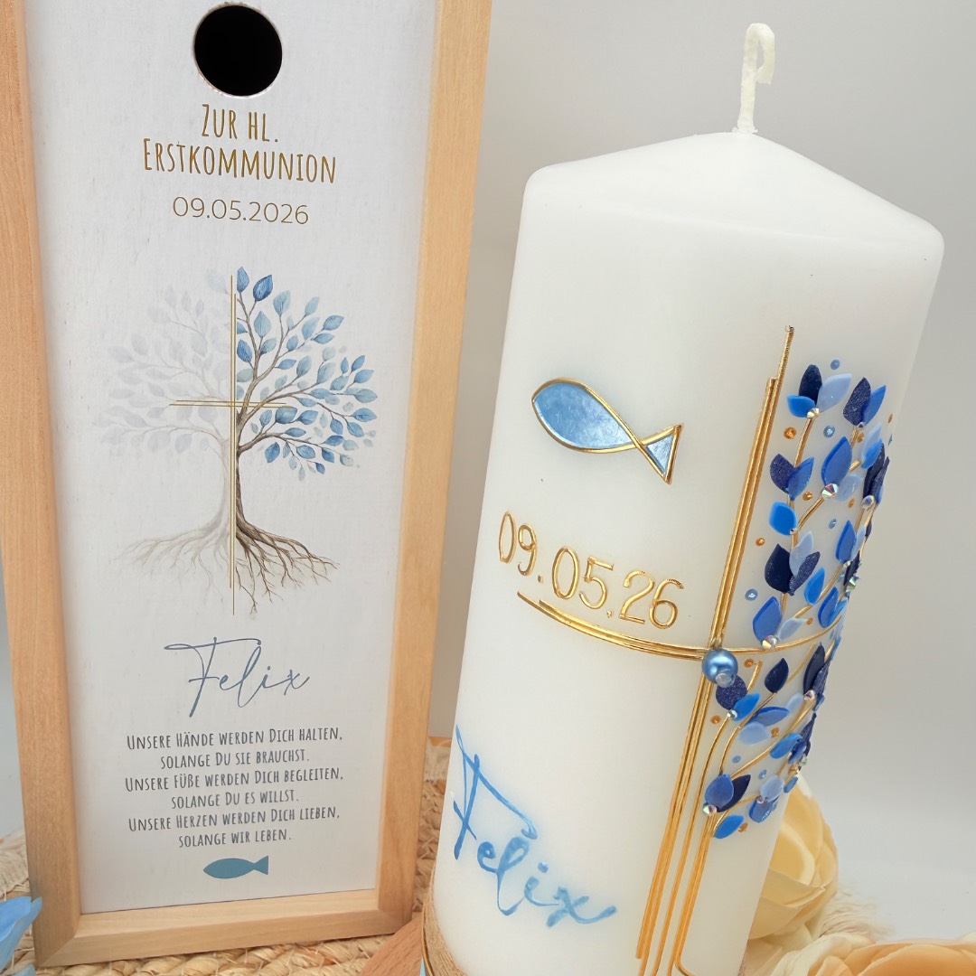 Kerzenverpackung "Holzbox Lebensbaum" verschiedene Farben – Bild 3